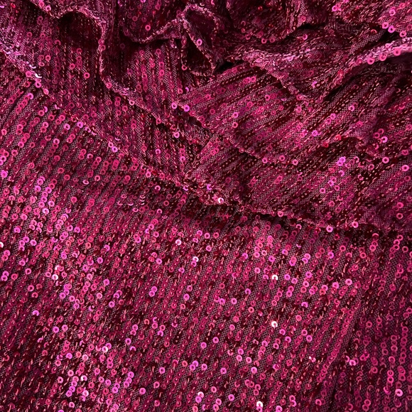 NWT Free People Frida Ruffle Mini Dress Pink Magenta Sequin - Picture 7 of 8